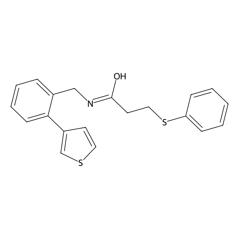 3-(phenylthio)-N-(2-(thiophen-3-yl)benzyl)propanam...