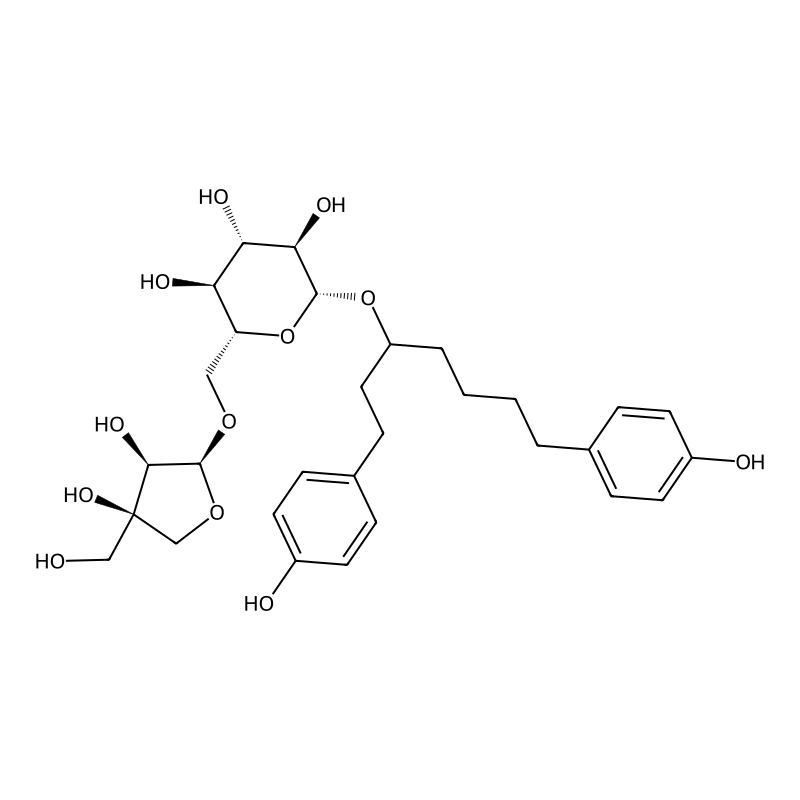 NCGC00347403-02_C30H42O12_1,7-Bis(4-hydroxyphenyl)-3-heptanyl 6-O-[(2S,3R,4R)-3,4-dihydroxy-4-(hydroxymethyl)tetrahydro-2-furanyl]-beta-D-glucopyranoside