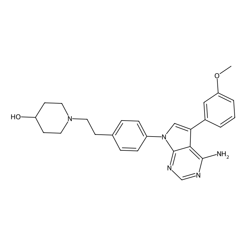 1-(4-(4-amino-5-(3-methoxyphenyl)-7H-pyrrolo[2,3-d]pyrimidin-7-yl)phenethyl)piperidin-4-ol
