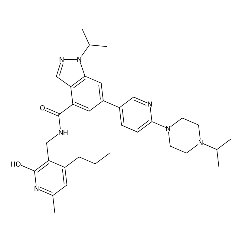 N-[(6-methyl-2-oxo-4-propyl-1H-pyridin-3-yl)methyl]-1-propan-2-yl-6-[6-(4-propan-2-ylpiperazin-1-yl)pyridin-3-yl]indazole-4-carboxamide