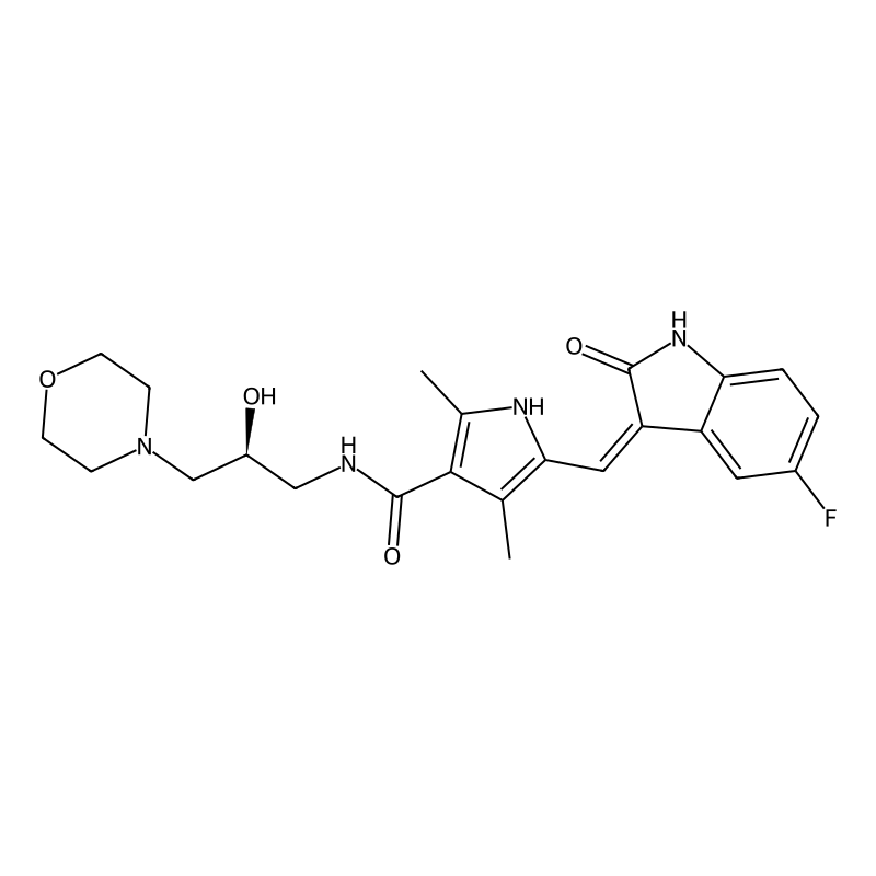 (Z)-5-((5-fluoro-2-oxoindolin-3-ylidene)methyl)-N-(2-hydroxy-3-morpholinopropyl)-2,4-dimethyl-1H-pyrrole-3-carboxamide