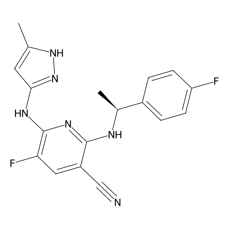 (S)-5-Fluoro-2-(1-(4-fluorophenyl)ethylamino)-6-(5-methyl-1H-pyrazol-3-ylamino)nicotinonitrile