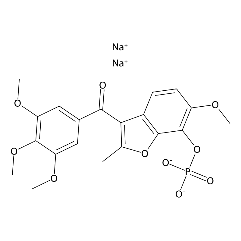 Methanone, (6-methoxy-2-methyl-7-(phosphonooxy)-3-benzofuranyl)(3,4,5-trimethoxyphenyl)-, sodium salt (1:2)