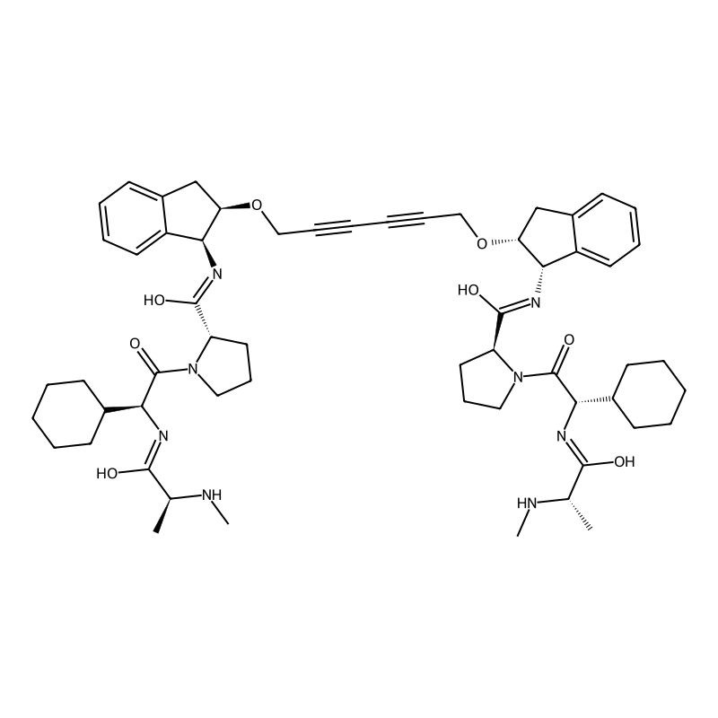 (2S)-1-[(2S)-2-cyclohexyl-2-[[(2S)-2-(methylamino)propanoyl]amino]acetyl]-N-[(1S,2R)-2-[6-[[(1S,2R)-1-[[(2S)-1-[(2S)-2-cyclohexyl-2-[[(2S)-2-(methylamino)propanoyl]amino]acetyl]pyrrolidine-2-carbonyl]amino]-2,3-dihydro-1H-inden-2-yl]oxy]hexa-2,4-diynoxy]-2,3-dihydro-1H-inden-1-yl]pyrrolidine-2-carboxamide