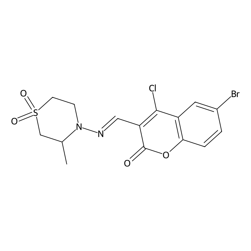 6-Bromo-4-chloro-3-[(E)-(3-methyl-1,1-dioxo-1,4-thiazinan-4-yl)iminomethyl]chromen-2-one