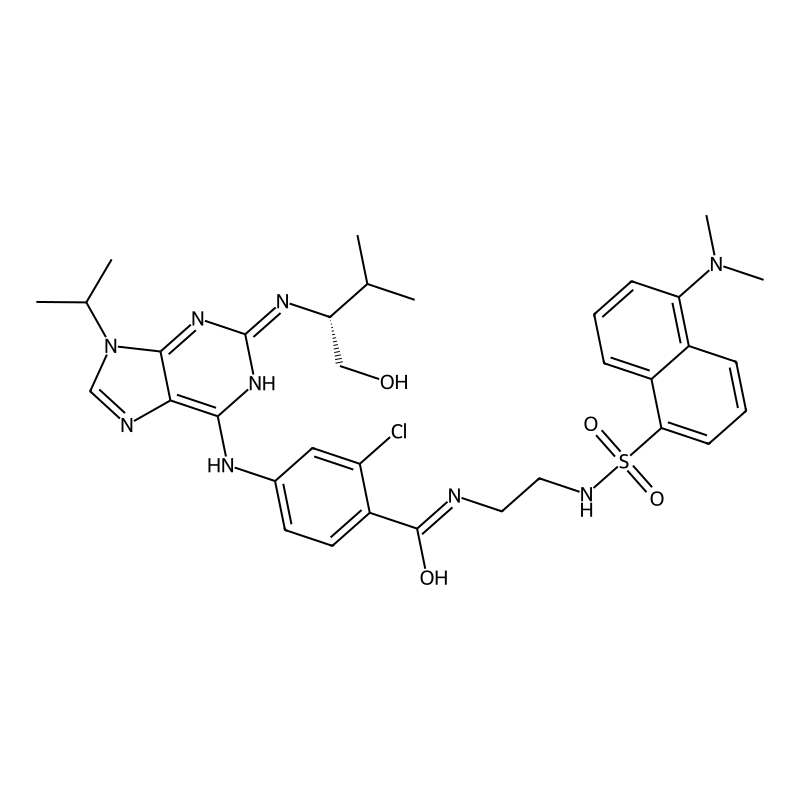 2-chloro-N-[2-[[5-(dimethylamino)naphthalen-1-yl]sulfonylamino]ethyl]-4-[[2-[[(2R)-1-hydroxy-3-methylbutan-2-yl]amino]-9-propan-2-ylpurin-6-yl]amino]benzamide