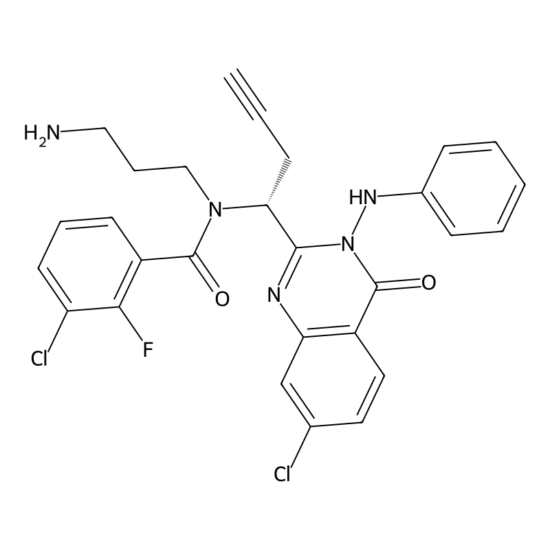 (R)-N-(3-Aminopropyl)-3-chloro-N-(1-(7-chloro-4-oxo-3-(phenylamino)-3,4-dihydroquinazolin-2-YL)but-3-YN-1-YL)-2-fluorobenzamide