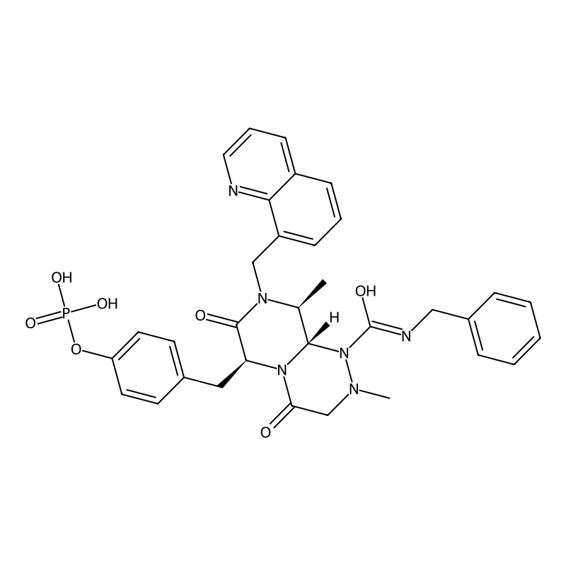 (6S,9S,9aS)-Hexahydro-2,9-dimethyl-4,7-dioxo-N-(phenylmethyl)-6-[[4-(phosphonooxy)phenyl]methyl]-8-(8-quinolinylmethyl)-2H-pyrazino[2,1-c][1,2,4]triazine-1(6H)-carboxamide