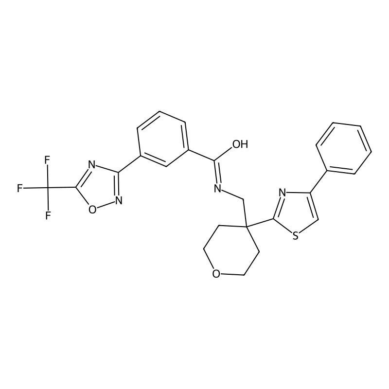 N-((4-(4-Phenylthiazol-2-yl)tetrahydro-2H-pyran-4-yl)methyl)-3-(5-(trifluoromethyl)-1,2,4-oxadiazol-3-yl)benzamide
