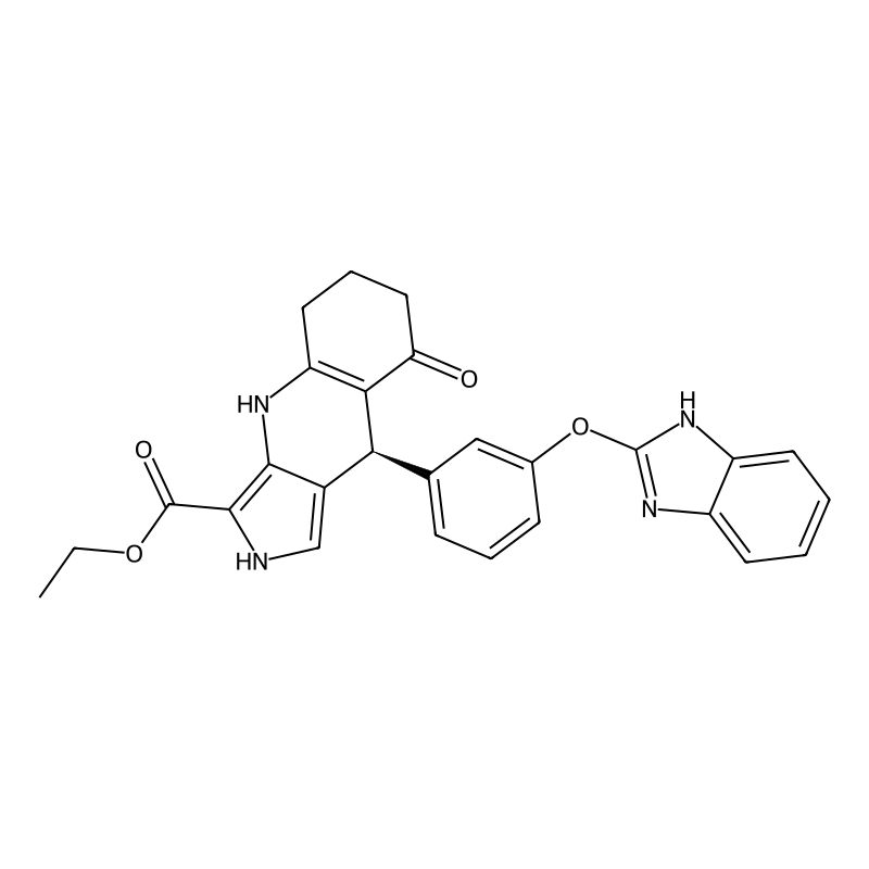 ethyl 9-[3-(1H-benzimidazol-2-yloxy)phenyl]-8-oxo-2,4,5,6,7,9-hexahydropyrrolo[3,4-b]quinoline-3-carboxylate