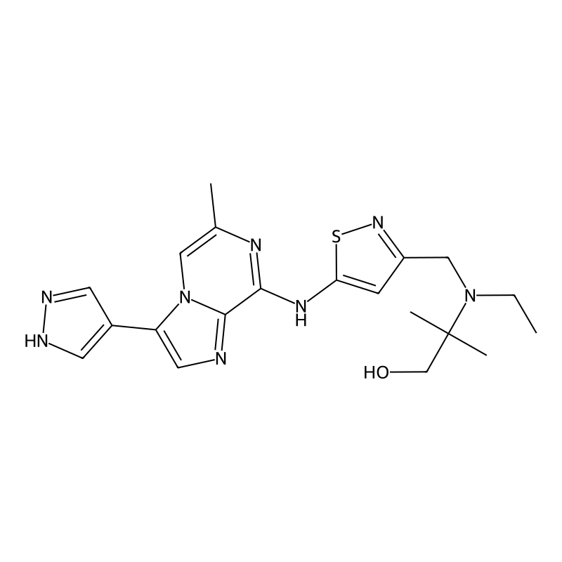 2-(Ethyl((5-((6-methyl-3-(1H-pyrazol-4-yl)imidazo[1,2-a]pyrazin-8-yl)amino)isothiazol-3-yl)methyl)amino)-2-methylpropan-1-ol