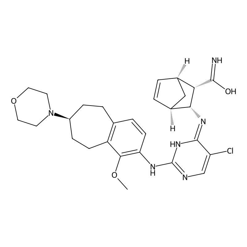 (1S,2S,3R,4R)-3-[5-Chloro-2-((S)-1-methoxy-7-morpholin-4-yl-6,7,8,9-tetrahydro-5H-benzocyclohepten-2-ylamino)-pyrimidin-4-ylamino]-bicyclo[2.2.1]hept-5-ene-2-carboxylic acid amide