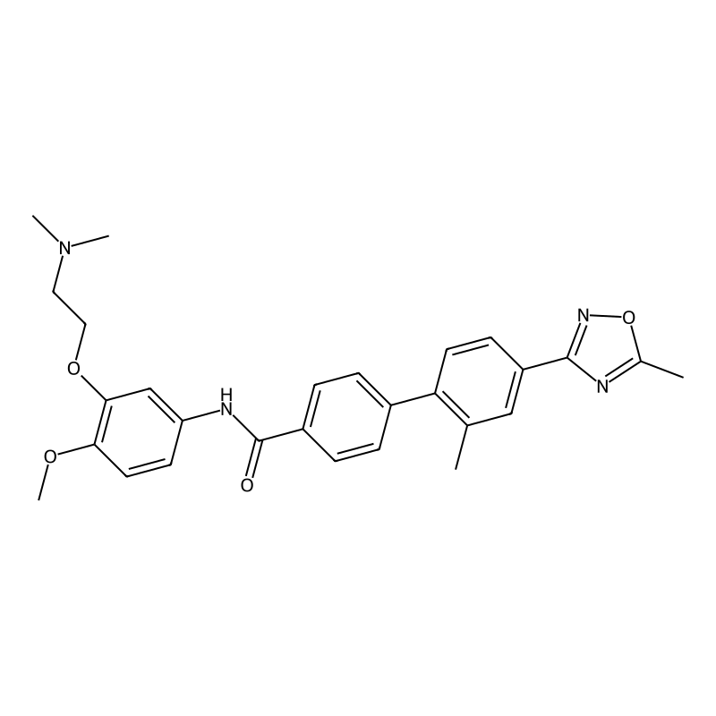 N-[3-[2-(dimethylamino)ethoxy]-4-methoxyphenyl]-4-[2-methyl-4-(5-methyl-1,2,4-oxadiazol-3-yl)phenyl]benzamide