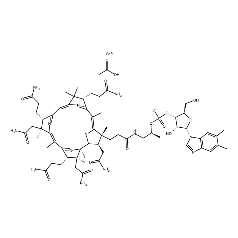acetic acid;cobalt;[(2R,3S,4R,5S)-5-(5,6-dimethylbenzimidazol-1-yl)-4-hydroxy-2-(hydroxymethyl)oxolan-3-yl] 1-[3-[(1R,2R,3R,5Z,7S,10Z,12S,13S,15Z,17S,18S,19R)-2,13,18-tris(2-amino-2-oxoethyl)-7,12,17-tris(3-amino-3-oxopropyl)-3,5,8,8,13,15,18,19-octamethyl-2,7,12,17-tetrahydro-1H-corrin-24-id-3-yl]propanoylamino]propan-2-yl phosphate
