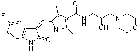(Z)-5-((5-fluoro-2-oxoindolin-3-ylidene)methyl)-N-(2-hydroxy-3-morpholinopropyl)-2,4-dimethyl-1H-pyrrole-3-carboxamide
