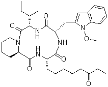 methyl 6-[(3S,6S,9S,12R)-3-butan-2-yl-6-[(1-methoxyindol-3-yl)methyl]-2,5,8,11-tetraoxo-1,4,7,10-tetrazabicyclo[10.4.0]hexadecan-9-yl]hexanoate