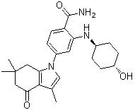 2-[(4-Hydroxycyclohexyl)amino]-4-(3,6,6-trimethyl-4-oxo-5,7-dihydroindol-1-yl)benzamide