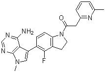 1-(5-(4-amino-7-methyl-7H-pyrrolo[2,3-d]pyrimidin-5-yl)-4-fluoroindolin-1-yl)-2-(6-methylpyridin-2-yl)ethanone