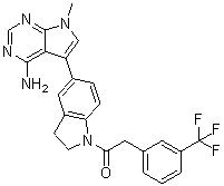 1-(5-(4-amino-7-methyl-7H-pyrrolo[2,3-d]pyrimidin-5-yl)indolin-1-yl)-2-(3-(trifluoromethyl)phenyl)ethanone