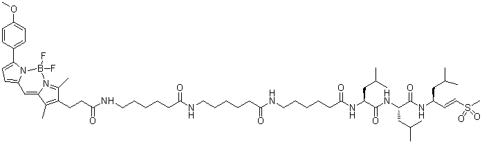 6-(3-(5,5-difluoro-7-(4-methoxyphenyl)-1,3-dimethyl-5H-4l4,5l4-dipyrrolo[1,2-c:2',1'-f][1,3,2]diazaborinin-2-yl)propanamido)-N-((4S,7S,10S)-7,10-diisobutyl-2-methyl-4-((E)-2-(methylsulfonyl)vinyl)-6,9,12,19-tetraoxo-5,8,11,18-tetraazatetracosan-24-yl)hexanamide