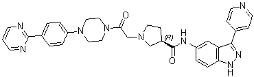 (R)-1-(2-oxo-2-(4-(4-(pyrimidin-2-yl)phenyl)piperazin-1-yl)ethyl)-N-(3-(pyridin-4-yl)-1H-indazol-5-yl)pyrrolidine-3-carboxamide