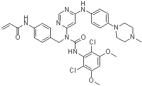 N-(4-((3-(2,6-dichloro-3,5-dimethoxyphenyl)-1-(6-((4-(4-methylpiperazin-1-yl)phenyl)amino)pyrimidin-4-yl)ureido)methyl)phenyl)acrylamide