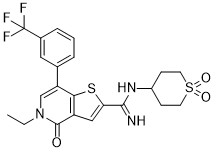 N'-[1,1-Bis(Oxidanylidene)thian-4-Yl]-5-Ethyl-4-Oxidanylidene-7-[3-(Trifluoromethyl)phenyl]thieno[3,2-C]pyridine-2-Carboximidamide S530308