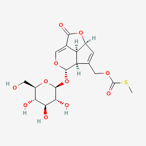[2-Oxo-8-[3,4,5-trihydroxy-6-(hydroxymethyl)oxan-2-yl]oxy-3,9-dioxatricyclo[5.3.1.04,11]undeca-1(10),5-dien-6-yl]methyl methylsulfanylformate
