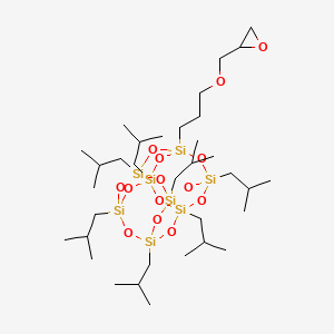 1,3,5,7,9,11,13-Heptakis(2-methylpropyl)-15-[3-(oxiran-2-ylmethoxy)propyl]-2,4,6,8,10,12,14,16,17,18,19,20-dodecaoxa-1,3,5,7,9,11,13,15-octasilapentacyclo[9.5.1.13,9.15,15.17,13]icosane S1919327