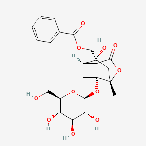 [4-Hydroxy-6-methyl-8-oxo-1-[(2S,3R,4S,5S,6R)-3,4,5-trihydroxy-6-(hydroxymethyl)oxan-2-yl]oxy-7-oxatricyclo[4.3.0.03,9]nonan-9-yl]methyl benzoate