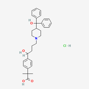 Hydron;2-[4-[1-hydroxy-4-[4-[hydroxy(diphenyl)methyl]piperidin-1-yl]butyl]phenyl]-2-methylpropanoic acid;chloride
