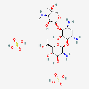(2S,5R)-2-[4,6-diamino-3-[(2R,6S)-3-amino-4,5-dihydroxy-6-(1-hydroxyethyl)oxan-2-yl]oxy-2-hydroxycyclohexyl]oxy-5-methyl-4-(methylamino)oxane-3,5-diol;sulfuric acid