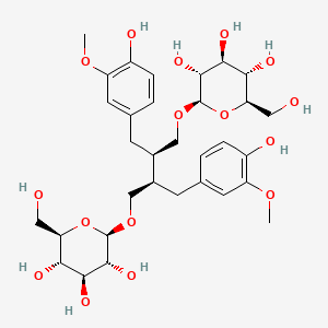 2-[2,3-bis[(4-hydroxy-3-methoxyphenyl)methyl]-4-[3,4,5-trihydroxy-6-(hydroxymethyl)oxan-2-yl]oxybutoxy]-6-(hydroxymethyl)oxane-3,4,5-triol