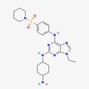 2-N-(4-aminocyclohexyl)-9-ethyl-6-N-(4-piperidin-1-ylsulfonylphenyl)purine-2,6-diamine