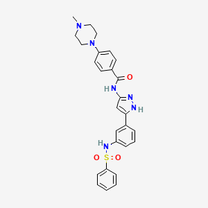 N-[5-[3-(benzenesulfonamido)phenyl]-1H-pyrazol-3-yl]-4-(4-methylpiperazin-1-yl)benzamide