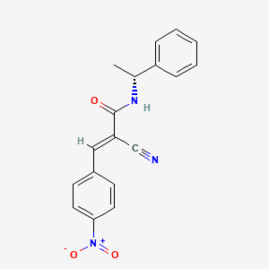 (E)-2-cyano-3-(4-nitrophenyl)-N-[(1R)-1-phenylethyl]prop-2-enamide