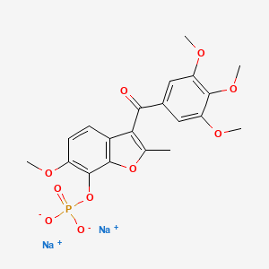 Methanone, (6-methoxy-2-methyl-7-(phosphonooxy)-3-benzofuranyl)(3,4,5-trimethoxyphenyl)-, sodium salt (1:2)