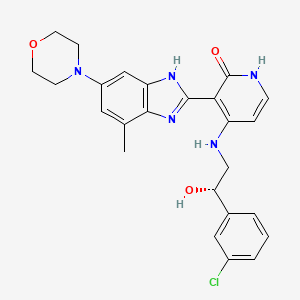 4-[[(2S)-2-(3-Chlorophenyl)-2-hydroxyethyl]amino]-3-[7-methyl-5-(4-morpholinyl)-1H-benzimidazol-2-yl]-2(1H)-pyridinone
