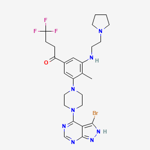 1-Butanone, 1-(3-(4-(3-bromo-1H-pyrazolo(3,4-d)pyrimidin-4-yl)-1-piperazinyl)-4-methyl-5-((2-(1-pyrrolidinyl)ethyl)amino)phenyl)-4,4,4-trifluoro-