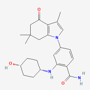 2-[(4-Hydroxycyclohexyl)amino]-4-(3,6,6-trimethyl-4-oxo-5,7-dihydroindol-1-yl)benzamide