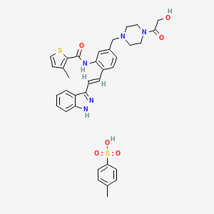 2-Thiophenecarboxamide, N-(5-((4-(2-hydroxyacetyl)-1-piperazinyl)methyl)-2-((1E)-2-(1H-indazol-3-yl)ethenyl)phenyl)-3-methyl-, 4-methylbenzenesulfonate (1:1) S549098