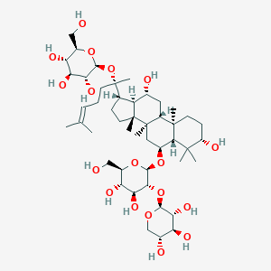 2-[1-[6-[4,5-dihydroxy-6-(hydroxymethyl)-3-(3,4,5-trihydroxytetrahydropyran-2-yl)oxy-tetrahydropyran-2-yl]oxy-3,12-dihydroxy-4,4,8,10,14-pentamethyl-2,3,5,6,7,9,11,12,13,15,16,17-dodecahydro-1H-cyclopenta[a]phenanthren-17-yl]-1,5-dimethyl-hex-4-enoxy]-6-(hydroxymethyl)tetrahydropyran-3,4,5-triol