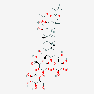6-[[(4S,6aR,6bS,8aR,14bR)-9-acetyloxy-8-hydroxy-4,8a-bis(hydroxymethyl)-4,6a,6b,11,11,14b-hexamethyl-10-(2-methylbut-2-enoyloxy)-1,2,3,4a,5,6,7,8,9,10,12,12a,14,14a-tetradecahydropicen-3-yl]oxy]-4-hydroxy-3,5-bis[[3,4,5-trihydroxy-6-(hydroxymethyl)oxan-2-yl]oxy]oxane-2-carboxylic acid