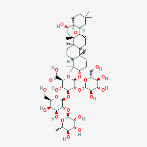 (2S,3S,4S,5R,6R)-4-[(2S,3R,4S,5R,6R)-4,5-dihydroxy-6-(hydroxymethyl)-3-[(2S,3R,4R,5R,6S)-3,4,5-trihydroxy-6-methyloxan-2-yl]oxyoxan-2-yl]oxy-3-hydroxy-6-[[(1S,2R,4S,5R,10S,13R,17S)-2-hydroxy-4,5,9,9,13,20,20-heptamethyl-24-oxahexacyclo[15.5.2.01,18.04,17.05,14.08,13]tetracosan-10-yl]oxy]-5-[(2S,3R,4S,5S,6R)-3,4,5-trihydroxy-6-(hydroxymethyl)oxan-2-yl]oxyoxane-2-carboxylic acid