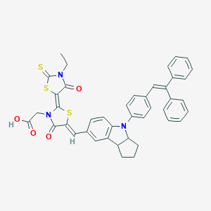 2-[(2E,5Z)-5-[[4-[4-(2,2-diphenylethenyl)phenyl]-2,3,3a,8b-tetrahydro-1H-cyclopenta[b]indol-7-yl]methylidene]-2-(3-ethyl-4-oxo-2-sulfanylidene-1,3-thiazolidin-5-ylidene)-4-oxo-1,3-thiazolidin-3-yl]acetic acid S871823